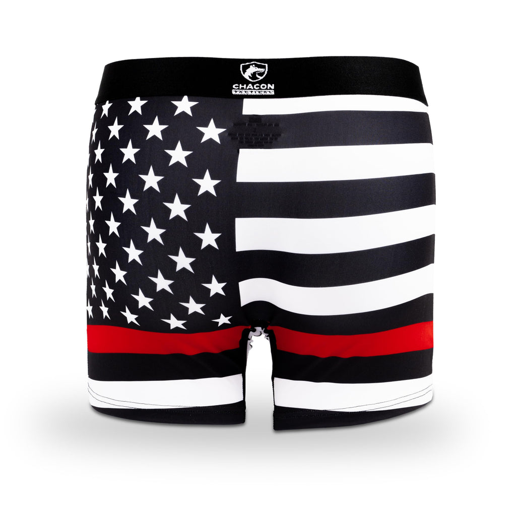 Chacon Tactical Men's Polyester Boxer Brief Underwear, Thin Blue Line, Thin Red Line, American Flag