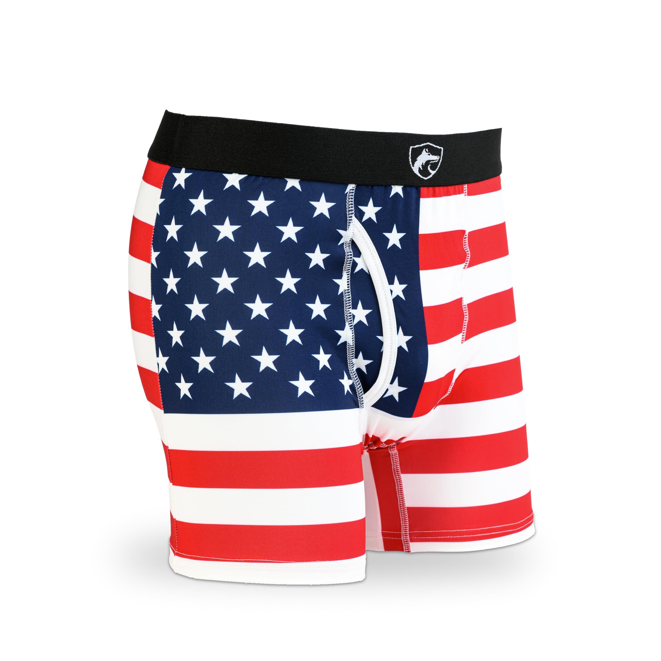 Chacon Tactical Men's Polyester Boxer Brief Underwear, Thin Blue Line, Thin Red Line, American Flag