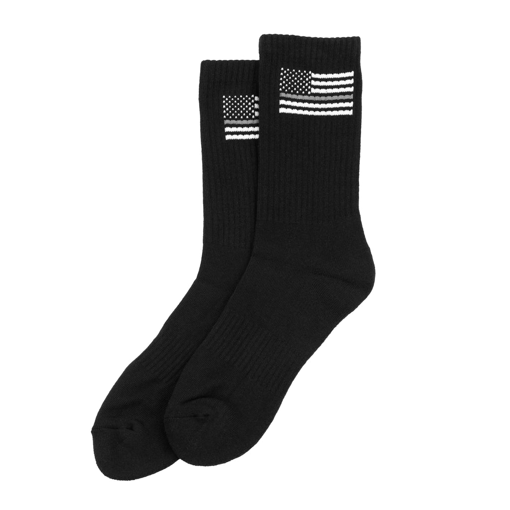 Thin Gray Line COTTON BLEND Crew Socks US Men's 12-14, Women's 13.5-14
