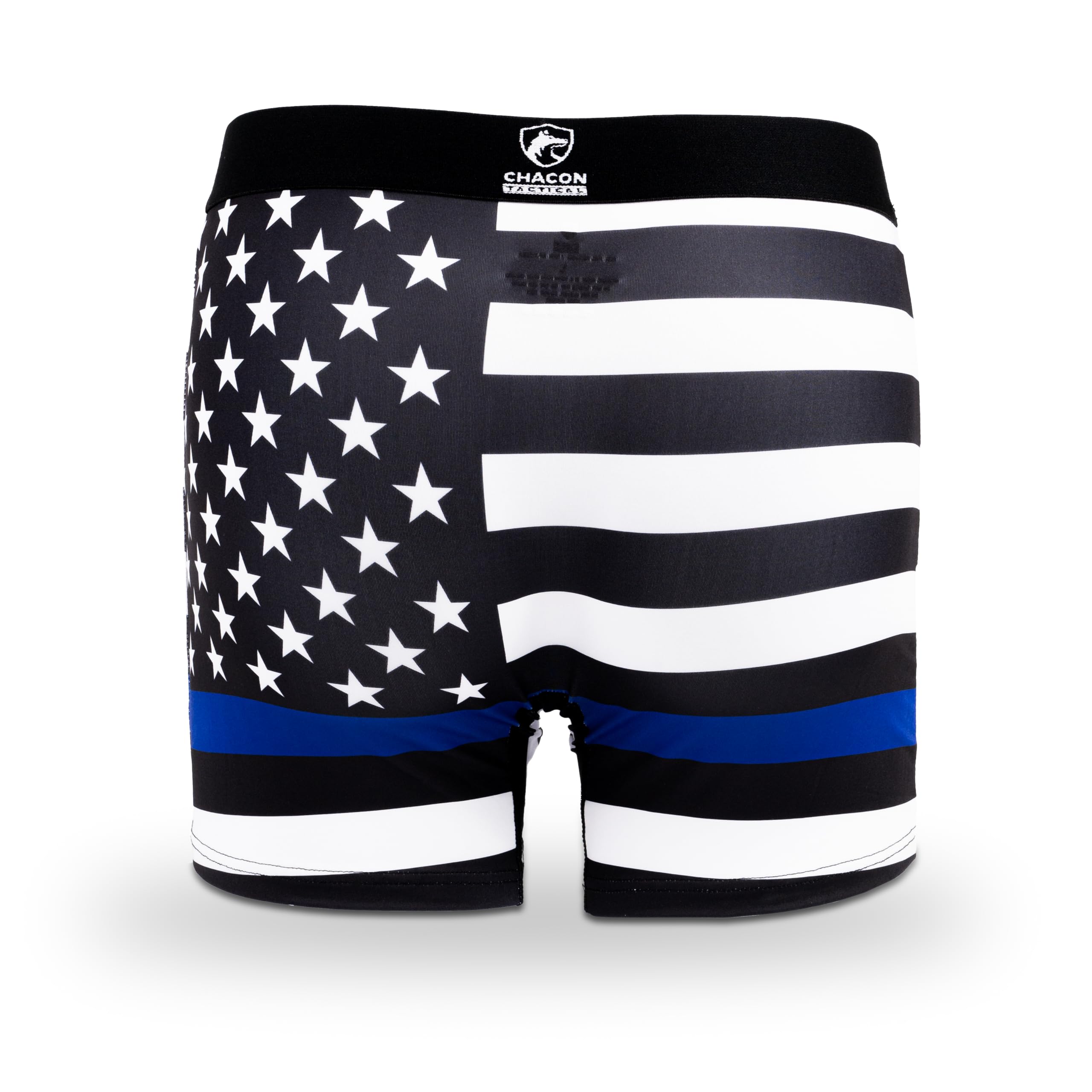 Chacon Tactical Men's Polyester Boxer Brief Underwear, Thin Blue Line, Thin Red Line, American Flag
