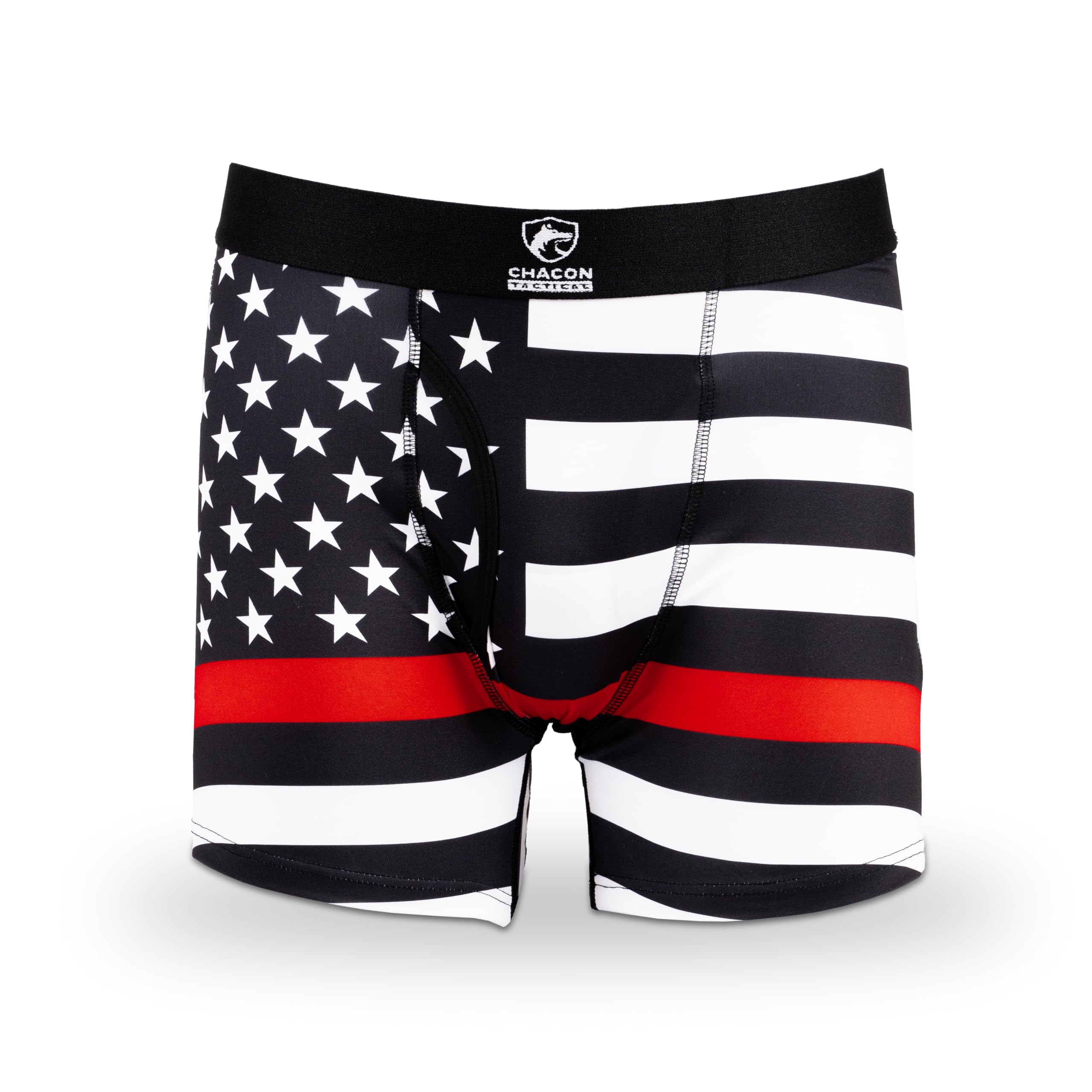 Chacon Tactical Men's Polyester Boxer Brief Underwear, Thin Blue Line, Thin Red Line, American Flag