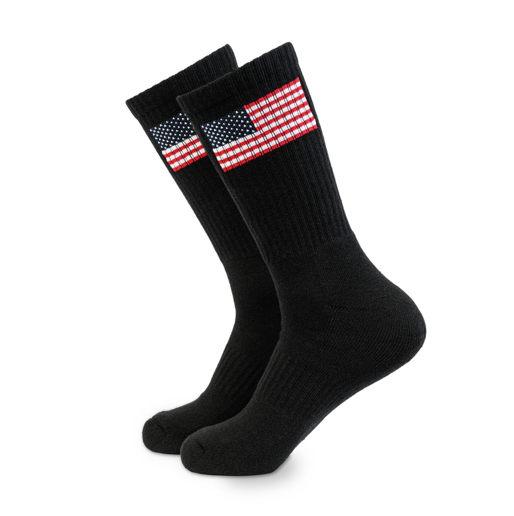 6 PAIRS American Flag COTTON BLEND Crew Socks Men's 8-12, Women's 10-13